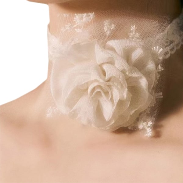 Rose Lace Choker Rose Flower Halsband Bröllop Smycken Present för kvinnor Tonåringar Flickor