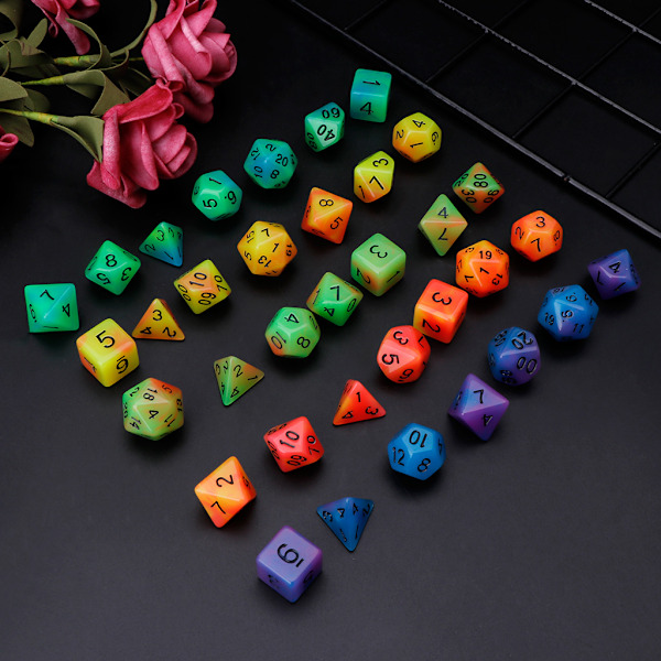 7 stk./sæt Lysende Polyhedral Terning D4 D6 D8 D10 D12 D20 Sæt Til Dungeons & Red and yellow