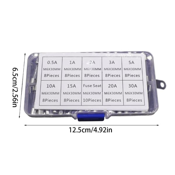 9 Värden 72st Snabba Glasrörssäkringar Sortimentskit 6x30mm 250V 0.5A~30A