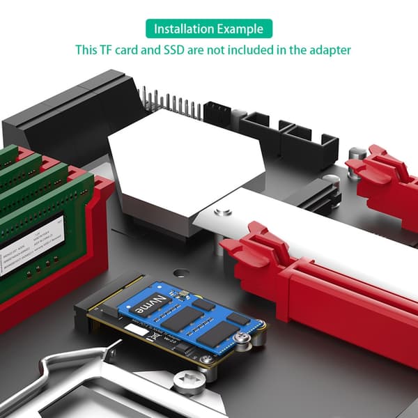 2 i 1 Mini PCIE til TF-kort USB2.0 og M.2 Key M Adapter Industriel