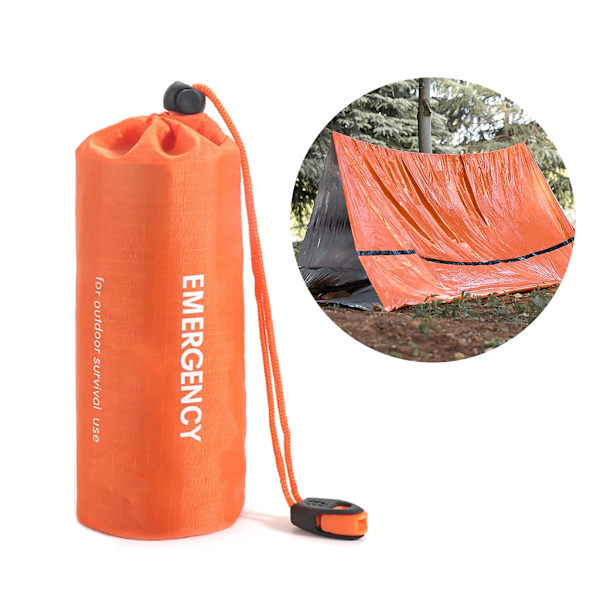 Tuulenpitävä pressu vedenpitävä selviytymisteltta 1-2 henkilölle hätämajoite putkiteltta Orange color