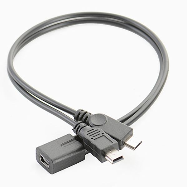 Fleksibelt Mini 5Pin Y Splitter Kabel Mini USB Splitter Extender Ladekabel Splitter Forlænger Ladekabel ledning