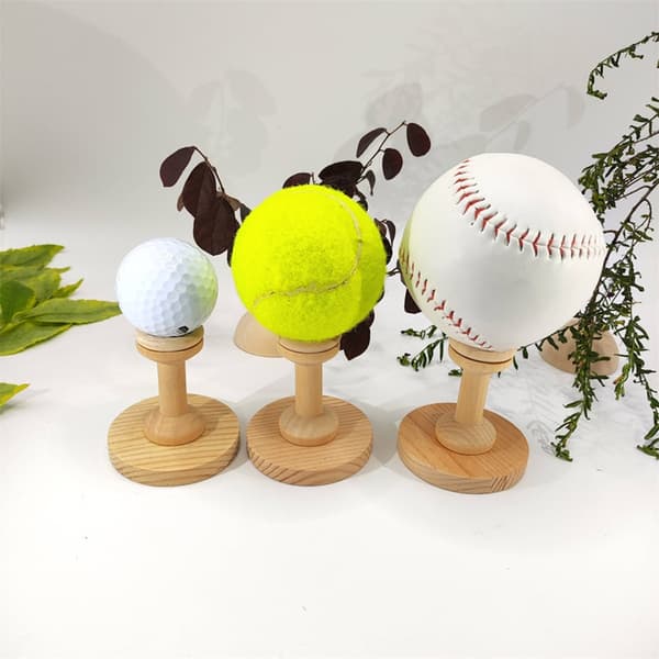3 st Trä Basebollhållare Golf Tennisboll Stödfäste Displayställ