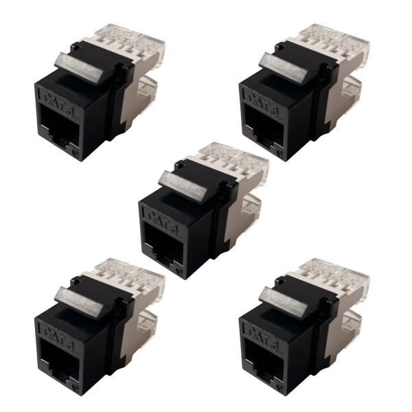 5 deler Cat6 RJ45 Keystone Jack Slim Profile, Ethernet Wall Jack Punch Down, Cat5e Keystone Module Connector