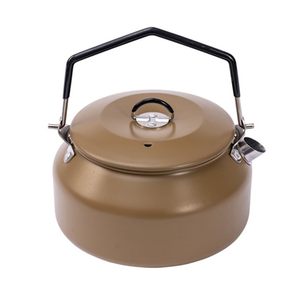 1L Camping Vattenkokare med Fällbart Handtag Snabb Uppvärmning Gas Tekanna Lätt ArmyGreen