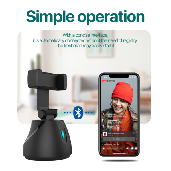 för Smart Face Tracking Selfie Stick Stativ Allt-i-ett Kamera Gimbal 360° Rotati