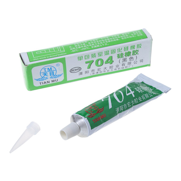1 pakkaus 704 RTV silikonikumi, musta liima silikoni teollisuusliima 45 g