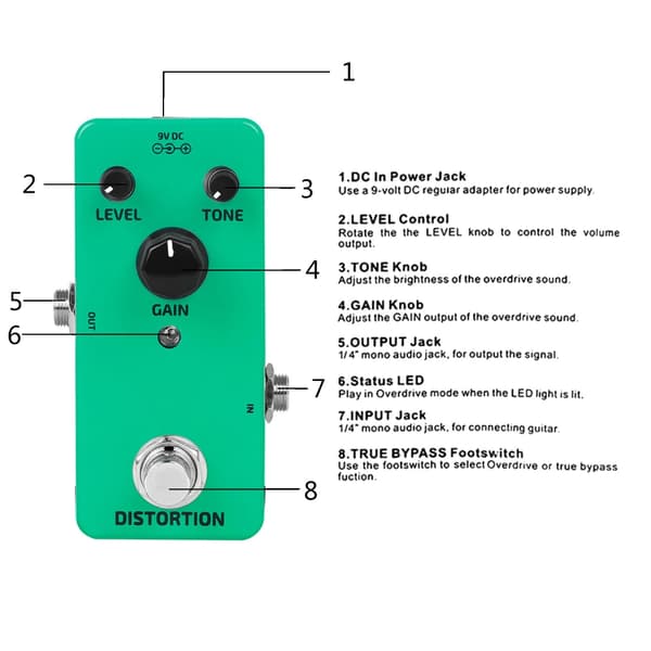 Guitar Distortion Pedal Guitar Bas Effekt Pedal Processor af Distortion Tone