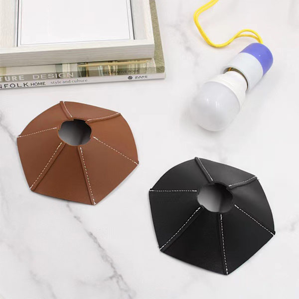 PU-läder lampskärm utomhuslampskärm ersättning camping spotlight skugga Black