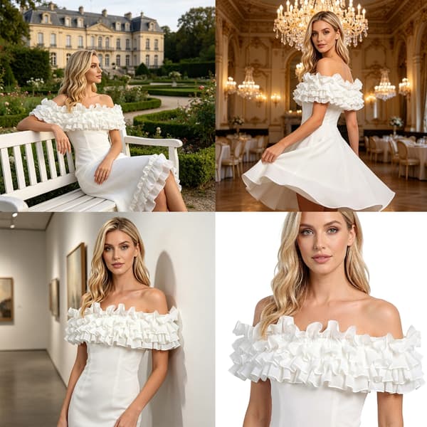 Sofistikert kveldssjal designet med flatterende off-shoulder-omslag