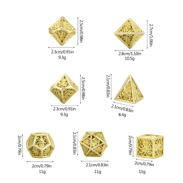 7 stk. Multifunksjonell-Polyhedron Terninger Hule Metall Terninger Sett Bordspill-Terninger