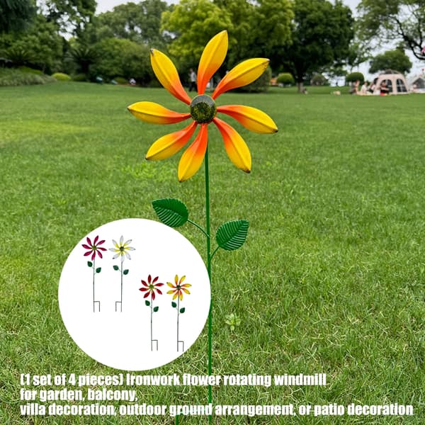 Vindmølle Roterende Blomst Vindspinner Pæl Stående Plæne Blomster Vindmøller