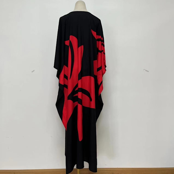 Uimapukukangas löysä rento rantakaftan-mekko Black apricot