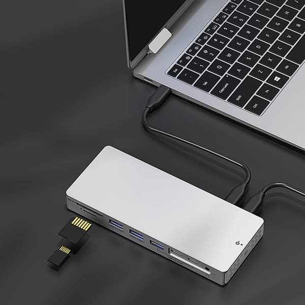 14-i-1 USB C Dock Aluminium 4K HDTV 10 Gbps USB 3.2 Gen2 100WPD til bærbar computer