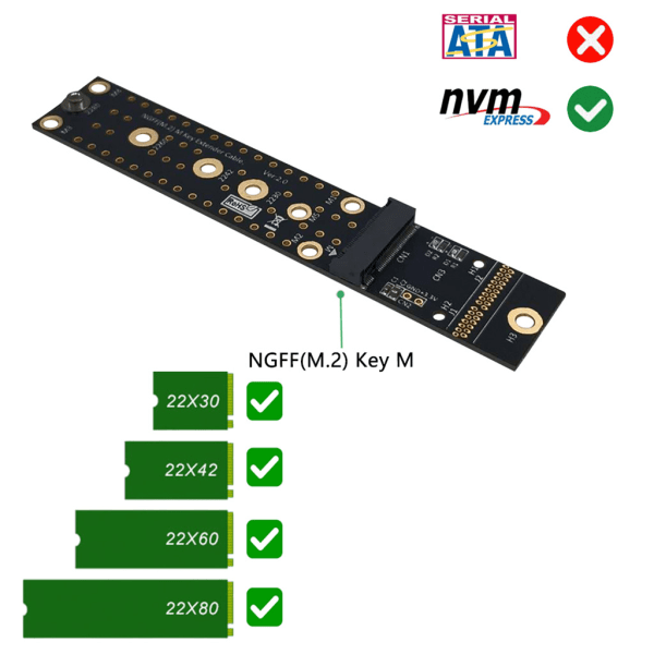 M.2 NVMe SSD-förlängningskabel Solid Drive Riser Card R44SF M2 till PCI-Express 3.0 X4 PCIE 32G/bps M Key Extender