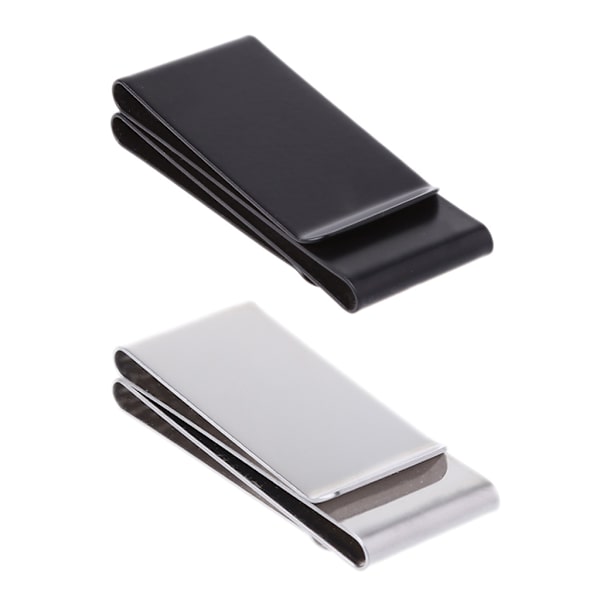 Ruostumattomasta teräksestä valmistettu ohut kaksipuolinen Money Clip Kukkaro Lompakko Luottokortin tunnuspidike Silver