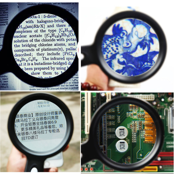 Multifunktionellt 10X upplyst förstoringsglas med 12 LED-upplysta ljus för mynt Frimärken Karta Inspektion Seniorer Läs