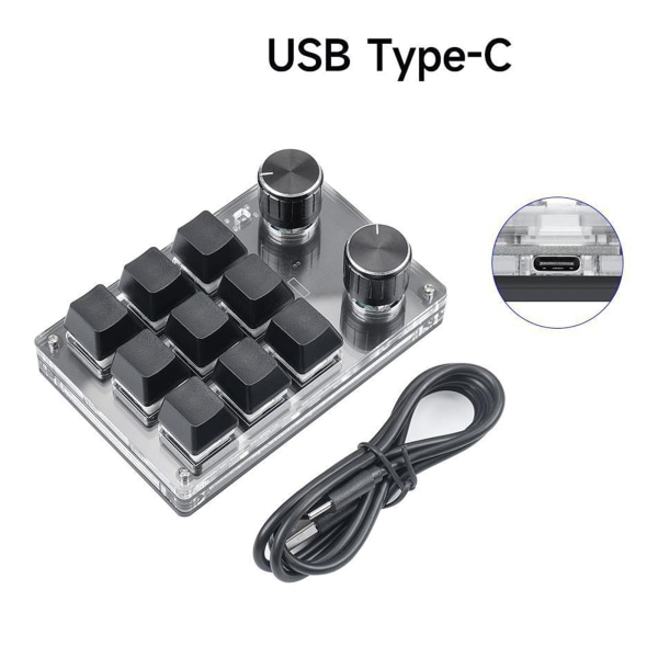 Minitangentbord Trådlöst mekaniskt tangentbord Makroknapp Klistra in 3/4/6/9/12 tangenter anpassade White 6 key