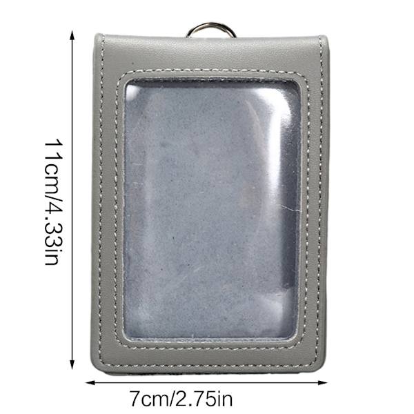 Læder ID'er Badge Holder Arbejdskort Sleeve Clear Window Card Protector Pouch Light gray