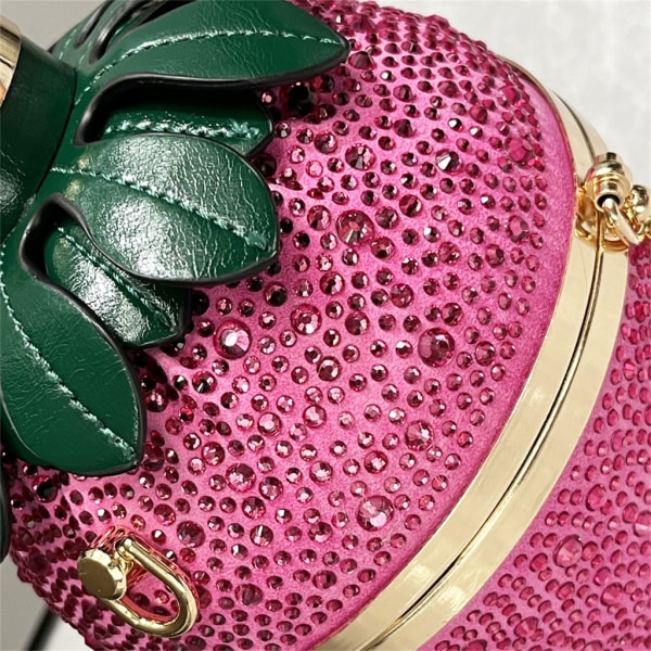 Strawberry Iltalaukku Mansikan muotoinen Clutch Käsilaukku Häät Olkalaukut Hot Pink