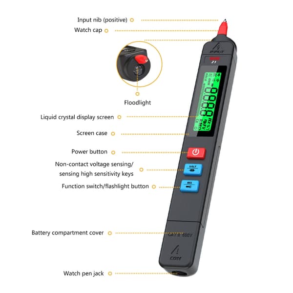 Multimeter Detektions Pen Type TrueRMS Meter Multimetre Spændingstestere