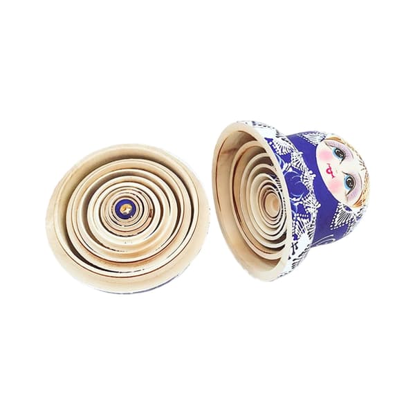 Traditionella ryska \"Nesting Dolls\" 10 st med blått och vitt porslinsmönster