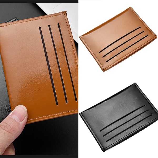 Pocket Wallet Holder Modekort Kontantholder Bankkortetui Pung Bærbar Brown