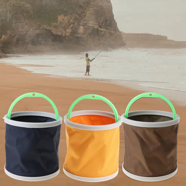 Fiskespand Canvas Rund Foldbar Udendørs Bærbar 14cm Opbevaring Camping Vandreture