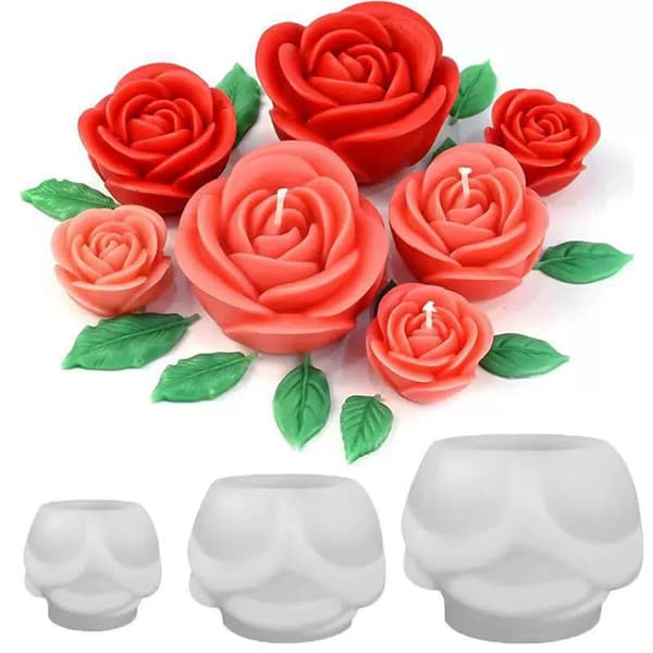 4 st blomljusformset rosettsats för DIY-tvålprojekt