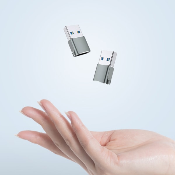 USB 3.0 till USB Typ C-adapter, hållbar typ C hona till USB A-hankontakt för 3A laddning och 5 Gbps datasynkronisering Grey