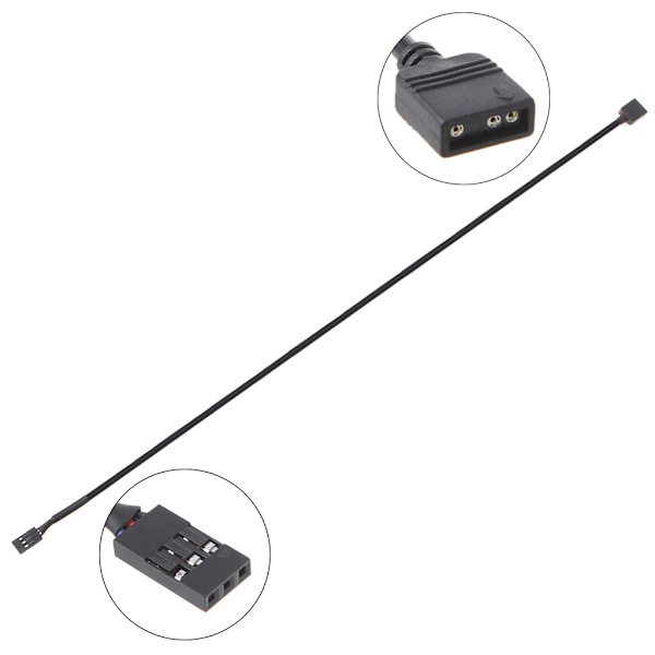 Computerdele 5V 3PIN RGB VDG Adapter Line Connector til bundkort 5V 3Pin VDG til Normal 3Pin Konverteringskabel Sort