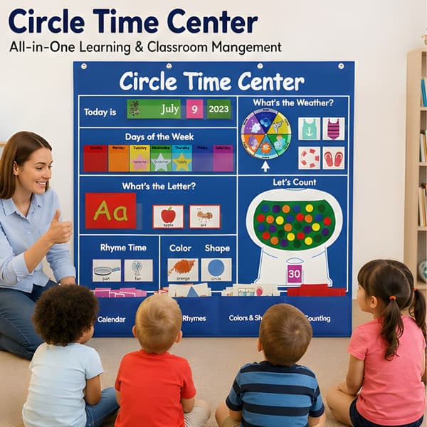 Klasseværelses læringsvægdiagramsæt til cirkeltidsaktiviteter