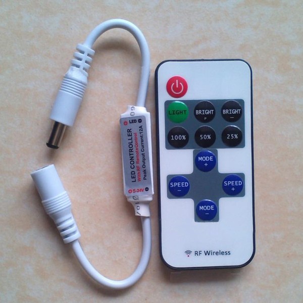 RF Wireless 11 för Key Remote Controller Mini Dimmer För Single Color Strip Light