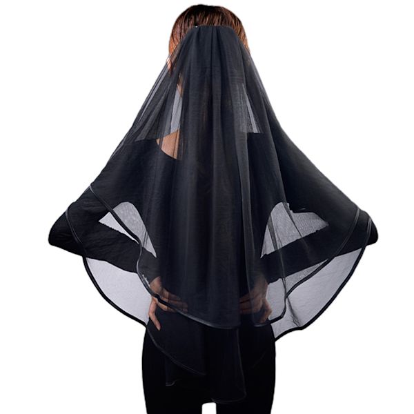 Romanttinen musta häähuppu morsiamen henkilökohtaiseen valokuvaukseen Prop Hair Veil