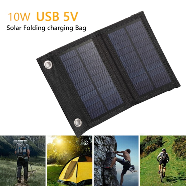 Solpanel Solbatteriladdare 10W Vattentät Hopfällbar för vandringscamping
