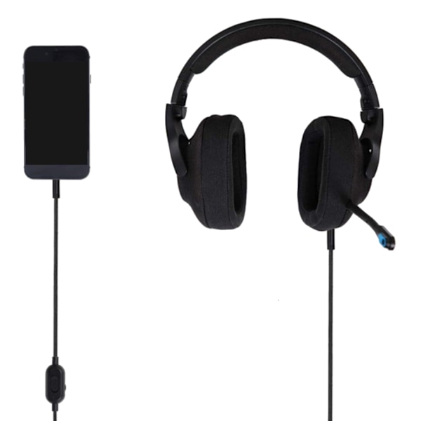 Støyreduserende Gaming Hodetelefonkabel for G433/G233 Volumkontroll & Mikrofon