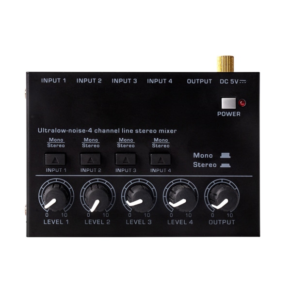 Ultra Compact Audio Mixer KTV Karaok 4 Channel Professional Sound Mixer Ultra Low Noise 4 Channel Audio Line Mixer