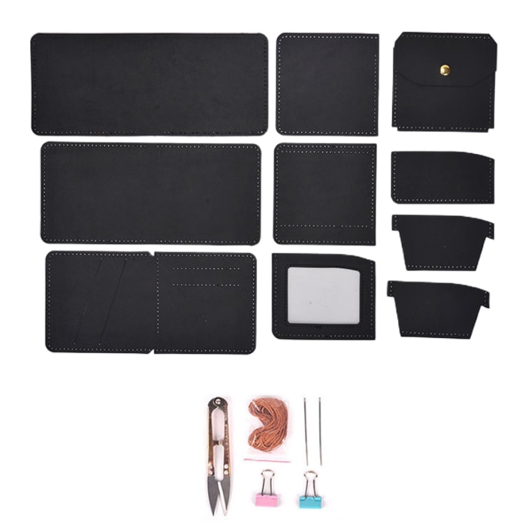 Retro handgjord plånbok för män Läder liten myntväska Korthållare Pengarväska Craft Tool Black
