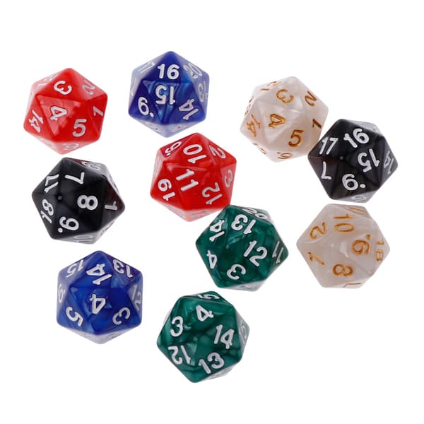 10 st/set 20-sidiga tärningar D20 Polyedriska tärningar för RPG Poly Desktop Bordsspel