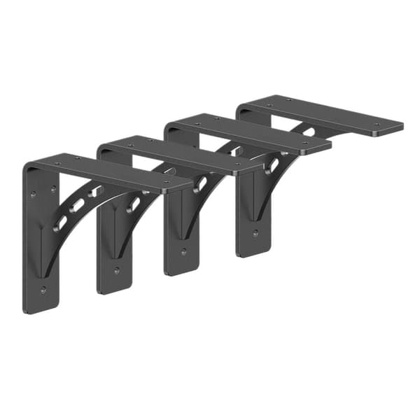 4-pack väggmonterade hyllor 15 cm breda kolstål svart