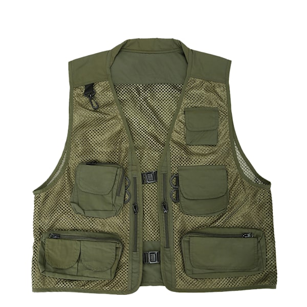 Herr Mesh Multi Fickor Väst Sommar Mesh Andas Fotografering Väst Khaki XXL