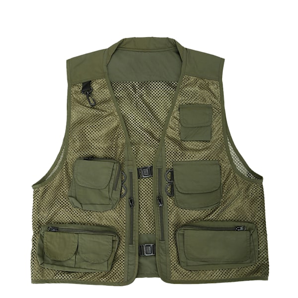 Herre Mesh Multi Lommer Vest Sommer Mesh Åndbar Fotografering Vest Khaki XXL