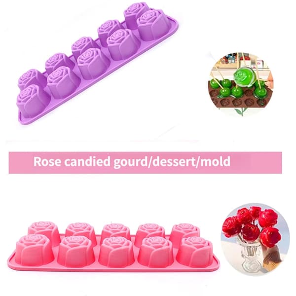 3 st rosformade silikonformar för DIY-choklad, isbitar och baktillbehör