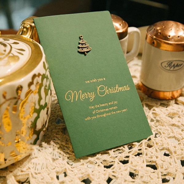 10 st/paket julhälsningskort Vintage gyllene mönster julkort tomt inuti Presenttillbehör till vän null - Christmas boots