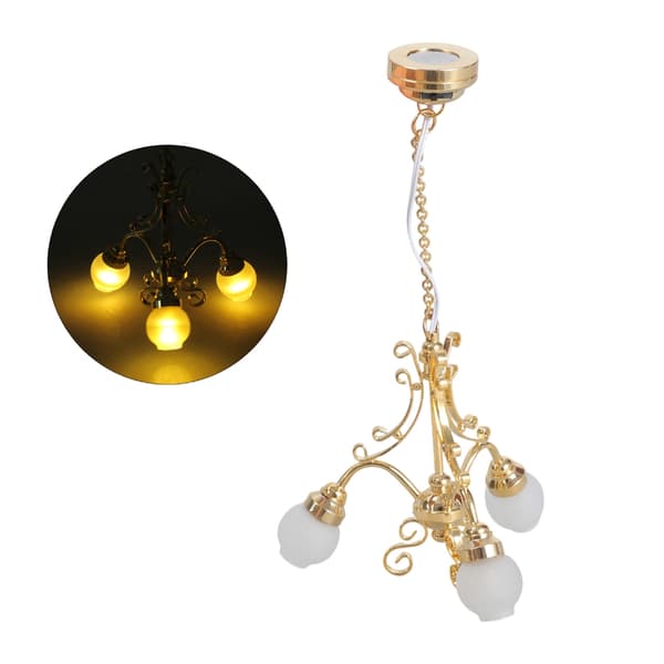 Lysekrone Miniature Loftlampe Model Dukkehus Rollespil Møblering