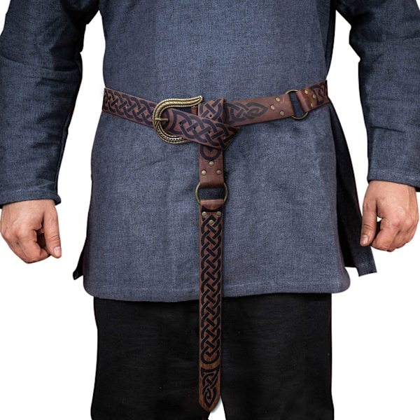 Medeltida präglad PU-läder O-ring bälte, mantel tunika midjebälten, piratbälte Black snake head