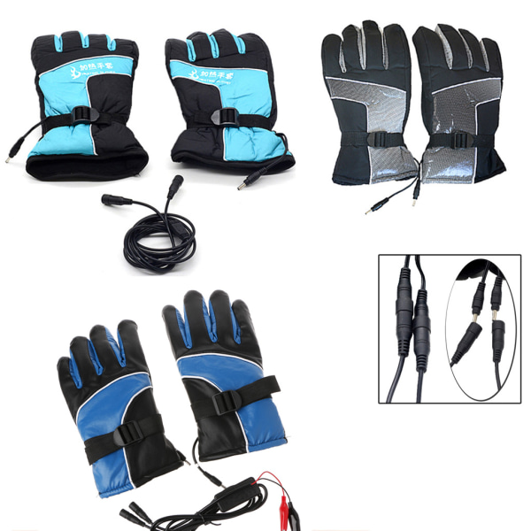 Elektrisk uppvärmning thermal handske Ridning varm vante för män Kvinnor Helfingerhandske Uppvärmda händer varmare handskar Blue