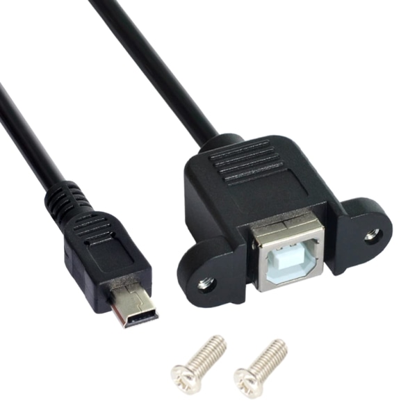Mini USB till USB B med panelmonterad skruv Mini USB hane till USB B hona förlängning 30cm