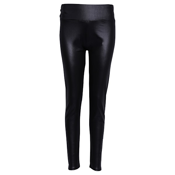 Kvinde Høj Talje Faux Læder Strækbar Pencil Bukser Blanke Matte Leggings Black