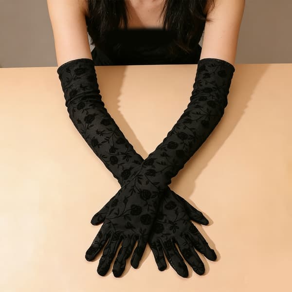 1 par elegante blondehandsker til kvinder, korte handsker, elegante blomsterhandsker til bryllupper